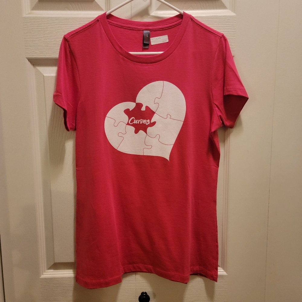 Breast Cancer Heart Puzzle Workout T-Shirt‎ M